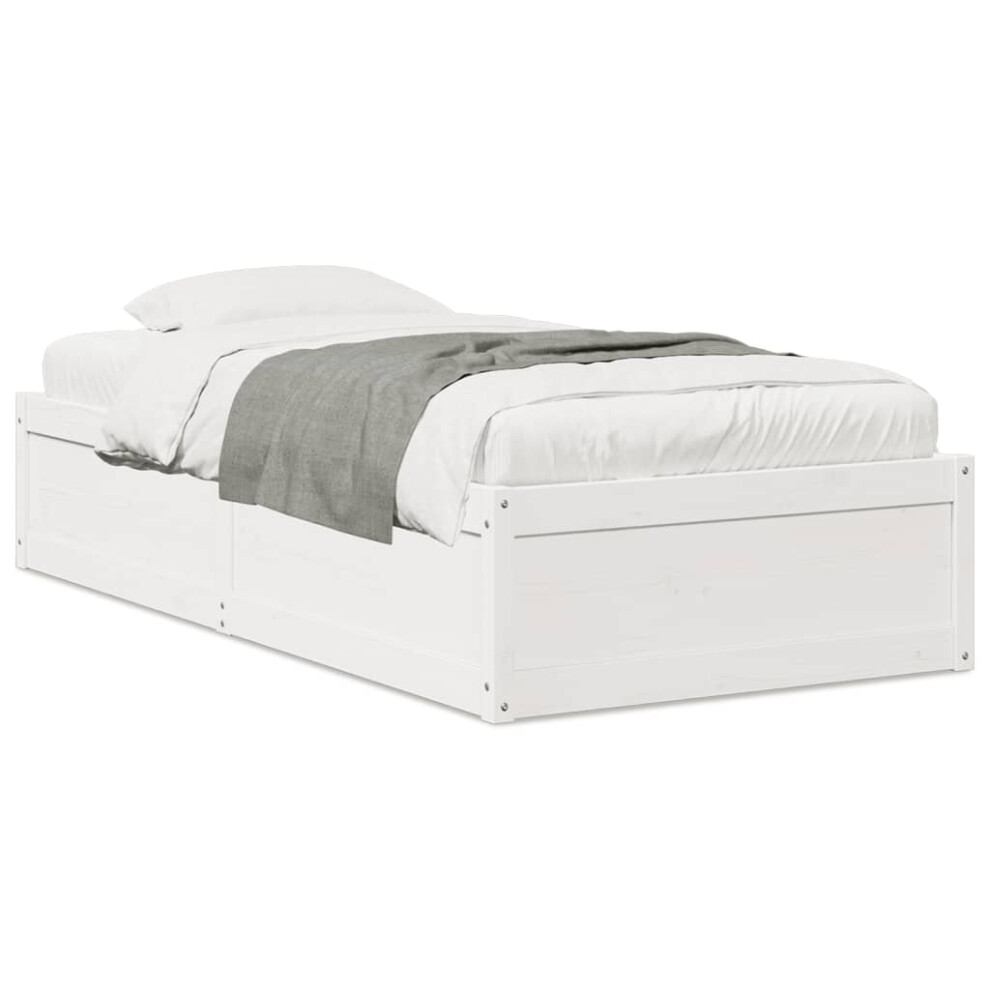 Vidaxl (White, 90 X 190 Cm) Bed Frame Home Bed Base Bedstead Mattress Foundation Solid Wood Pine