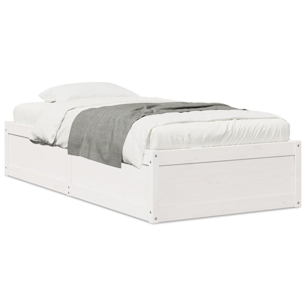 VIDAXL Bed Frame Small Single Solid Pine Wood White - Image 2