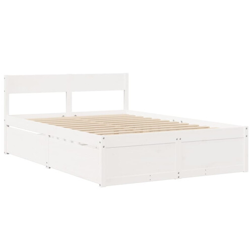 VidaXL (white, 120 x 190 cm) vidaXL Bed Frame with Drawers Bed Base Mattress Foundation Solid Wood Pine 2