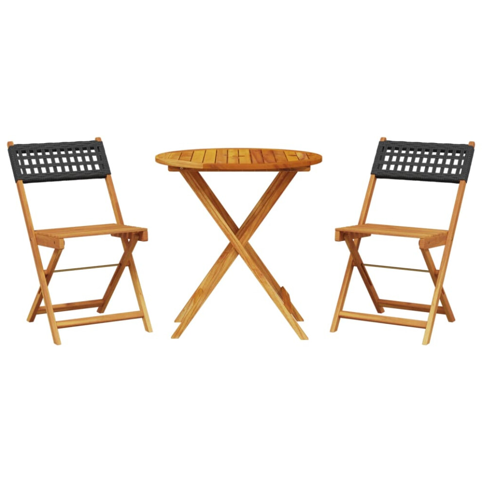 (black, 70 x 75 cm) vidaXL Bistro Set 3 Piece Outdoor Bar Set Beige Poly Rattan and Solid Wood