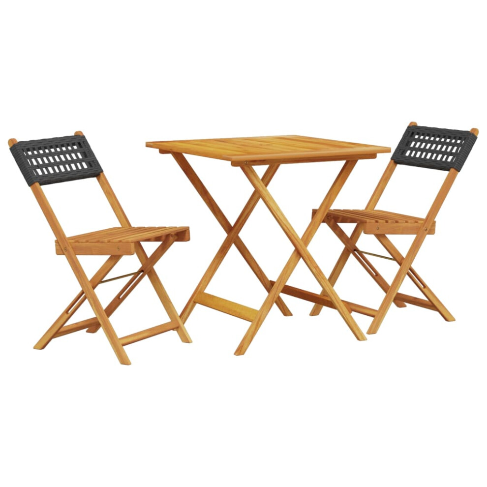 (black, 70 x 70 x 75 cm) vidaXL Bistro Set 3 Piece Outdoor Bar Set Beige Poly Rattan and Solid Wood