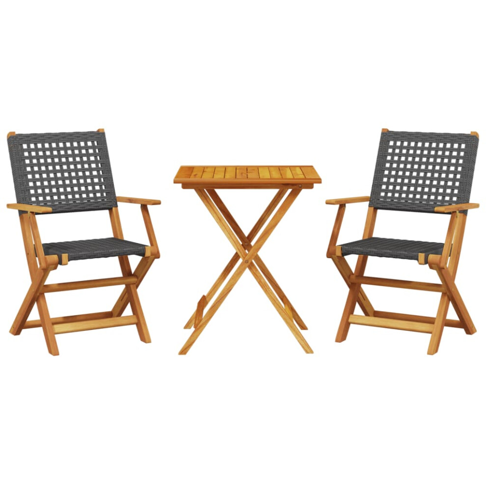 (black, 60 x 60 x 75 cm) vidaXL Bistro Set 3 Piece Outdoor Bar Set Black Poly Rattan and Solid Wood