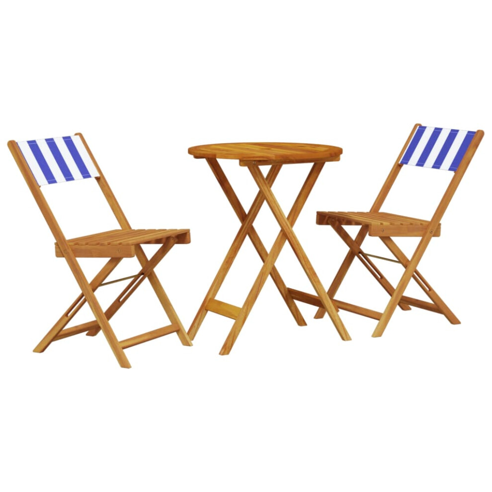 (blue and white, 60 x 75 cm) vidaXL Bistro Set 3 Piece Outdoor Bar Set Blue and White Fabric and Solid Wood