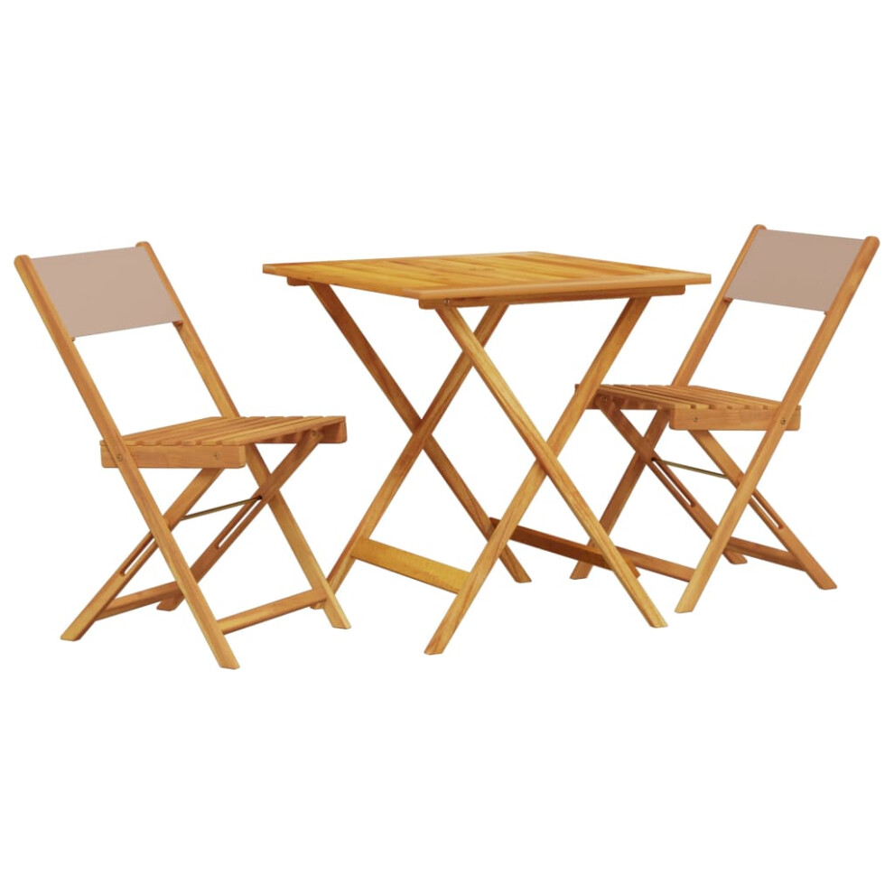 (taupe, 70 x 70 x 75 cm) vidaXL Bistro Set 3 Piece Outdoor Bar Set Blue and White Fabric and Solid Wood