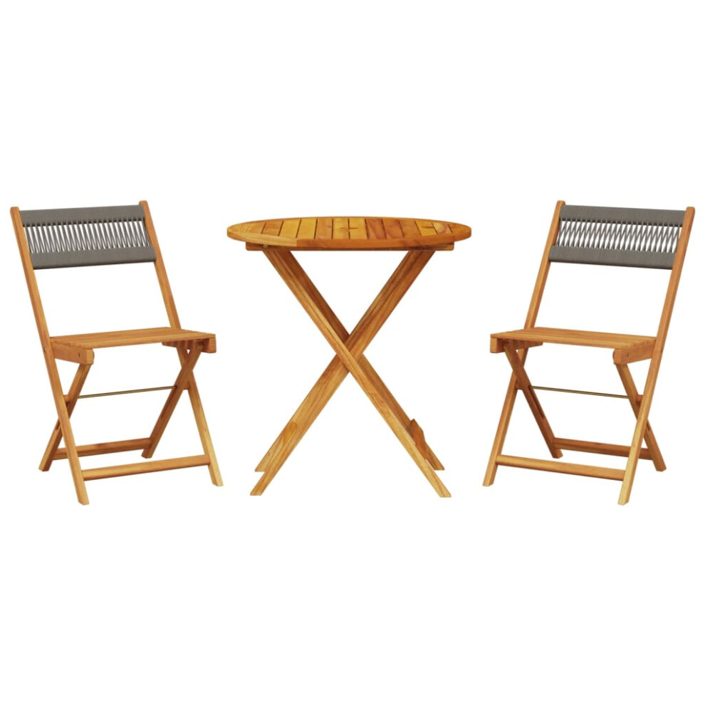 (70 x 75 cm) vidaXL Bistro Set 3 Piece Outdoor Bar Set Grey Polypropylene and Solid Wood