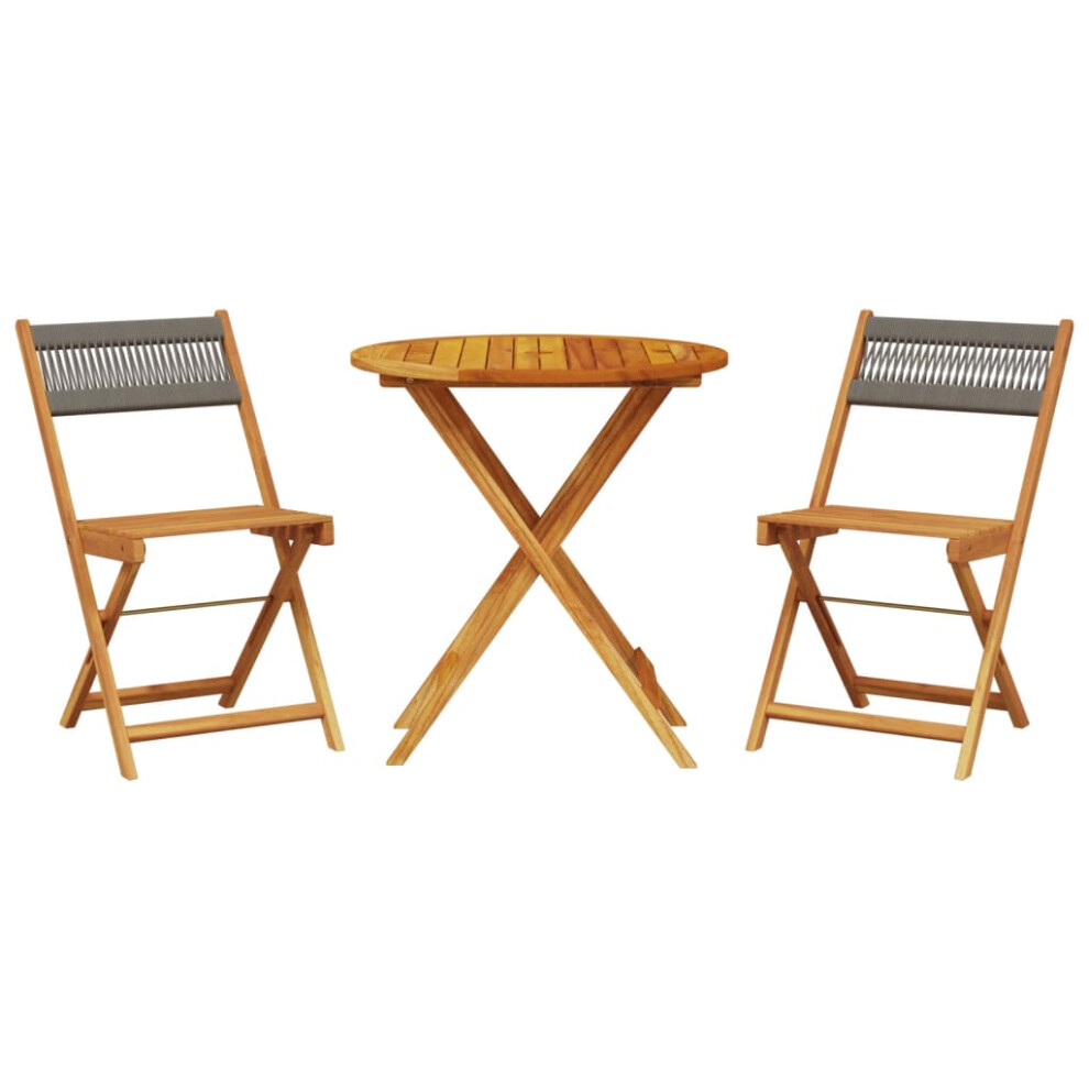 Vidaxl (70 X 75 Cm) Bistro Set 3 Piece Outdoor Bar Set Grey Polypropylene And Solid Wood