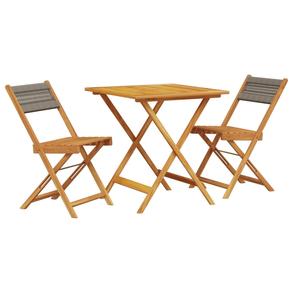Vidaxl (70 X 70 X 75 Cm) Bistro Set 3 Piece Outdoor Bar Set Grey Polypropylene And Solid Wood
