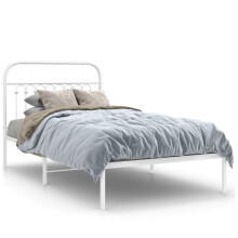(white, 100 x 200 cm/ with headboard) vidaXL Metal Bed Frame with Headboard and Footboard Bed Base White 183x203 cm