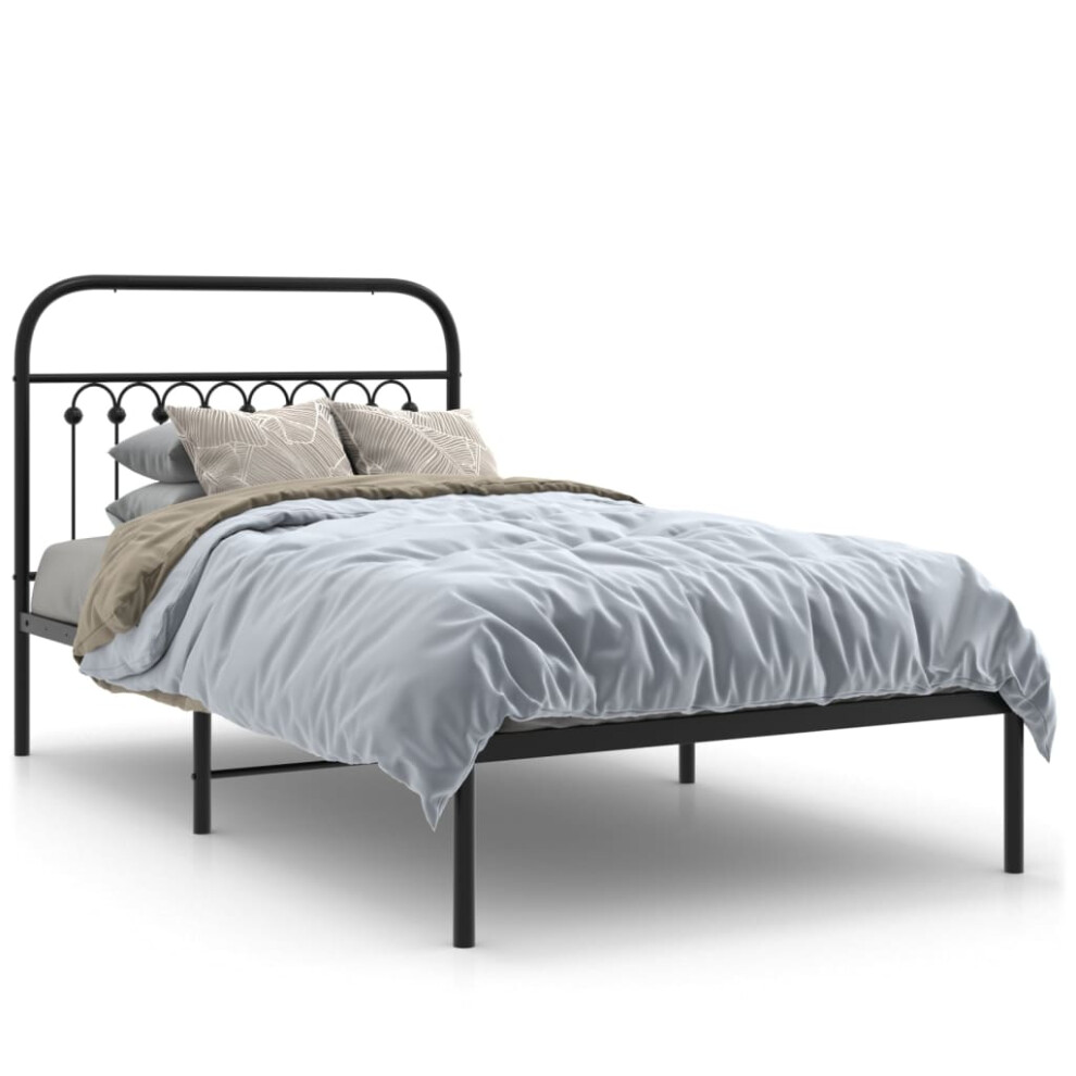 (black, 100 x 190 cm/ with headboard) vidaXL Metal Bed Frame with Headboard and Footboard Bed Base White 183x203 cm