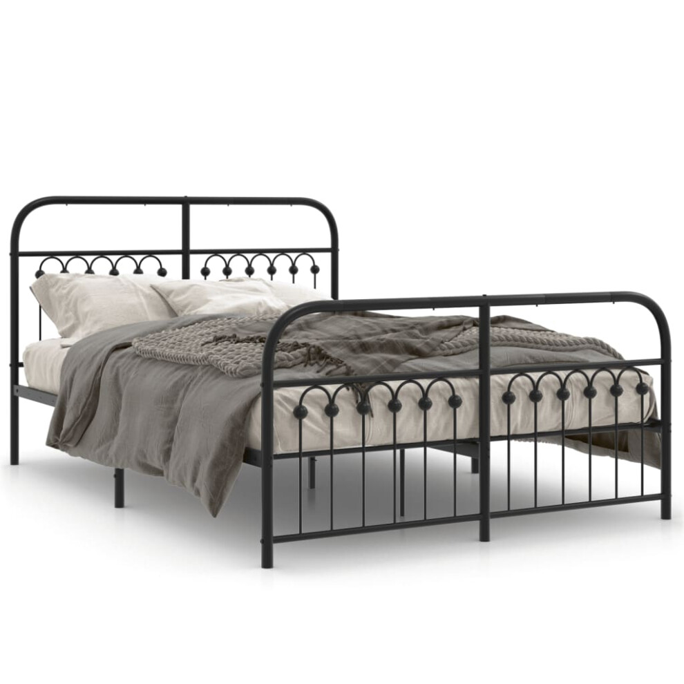 (black, 140 x 200 cm/ with headboard & footboard) vidaXL Metal Bed Frame with Headboard and Footboard Bed Base White 183x203 cm