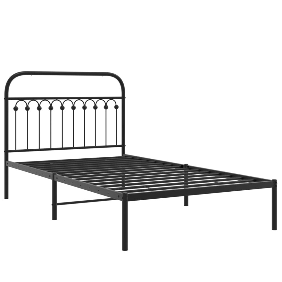 (black, 107 x 203 cm/ with headboard) vidaXL Metal Bed Frame with Headboard and Footboard Bed Base White 183x203 cm