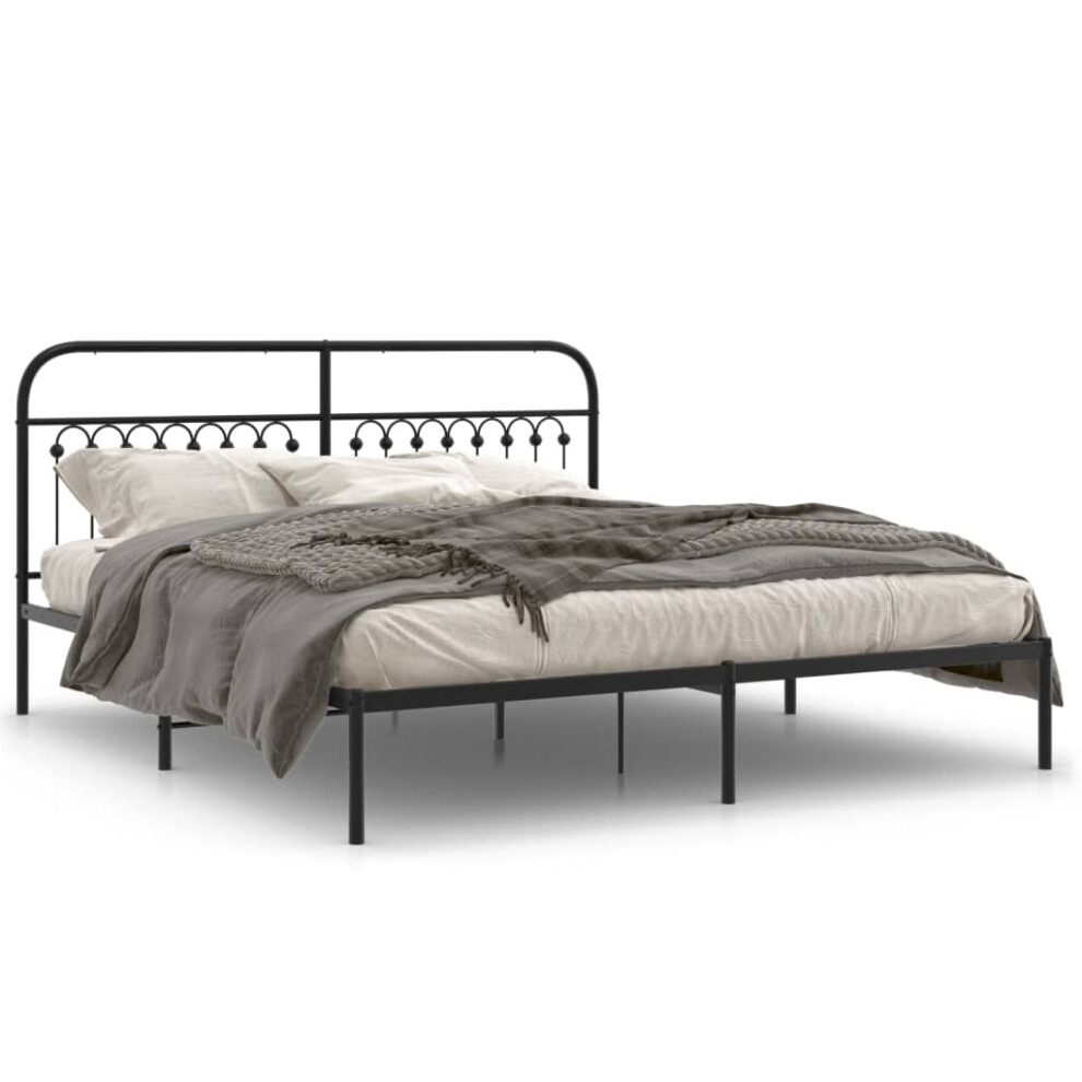 (black, 183 x 203 cm/ with headboard) vidaXL Metal Bed Frame with Headboard and Footboard Bed Base White 183x203 cm