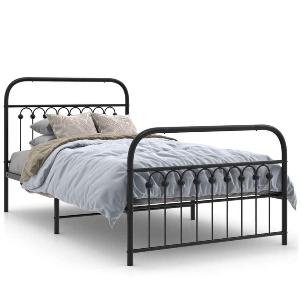 (black, 100 x 190 cm/ with headboard & footboard) vidaXL Metal Bed Frame with Headboard and Footboard Bed Base White 183x203 cm