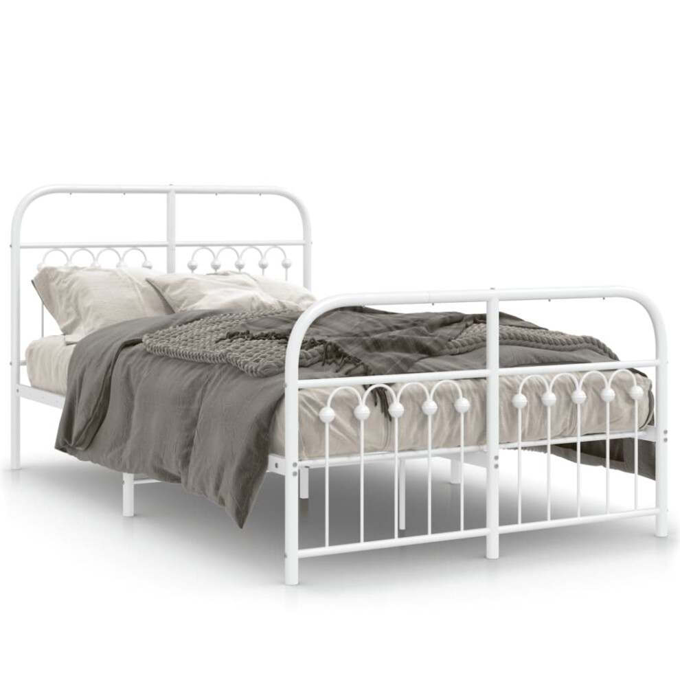 (white, 120 x 200 cm/ with headboard & footboard) vidaXL Metal Bed Frame with Headboard and Footboard Bed Base White 183x203 cm