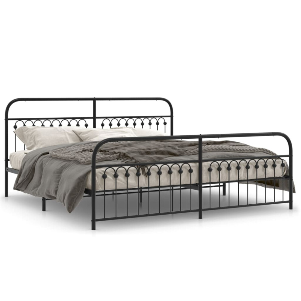 (black, 200 x 200 cm/ with headboard & footboard) vidaXL Metal Bed Frame with Headboard and Footboard Bed Base White 183x203 cm