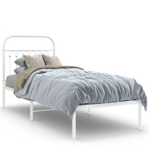 (white, 75 x 190 cm/ with headboard) vidaXL Metal Bed Frame with Headboard and Footboard Bed Base White 183x203 cm