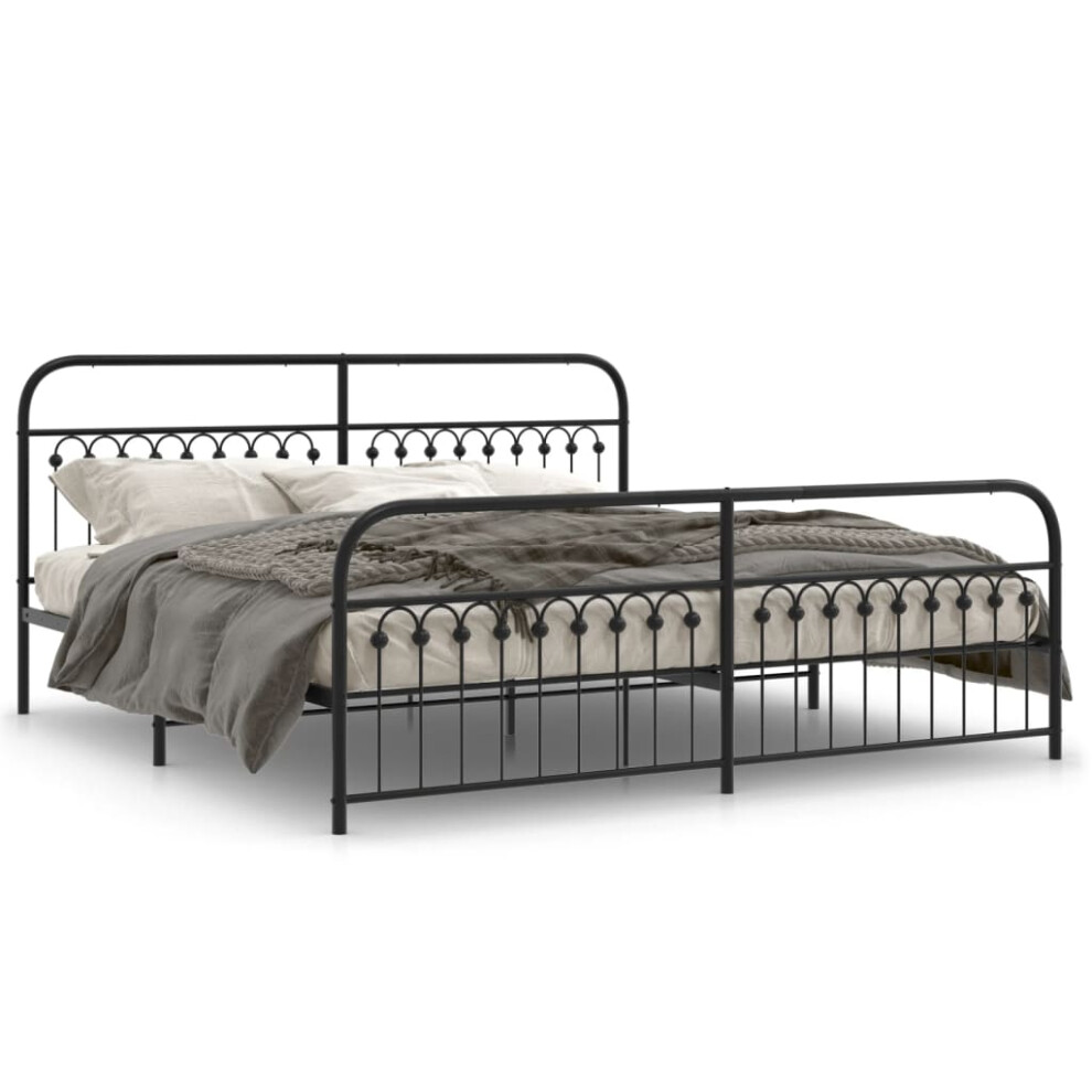 Vidaxl (Black, 193 X 203 Cm/ With Headboard & Footboard) Metal Bed Frame With Headboard And Footboard Bed Base White 183X203 Cm