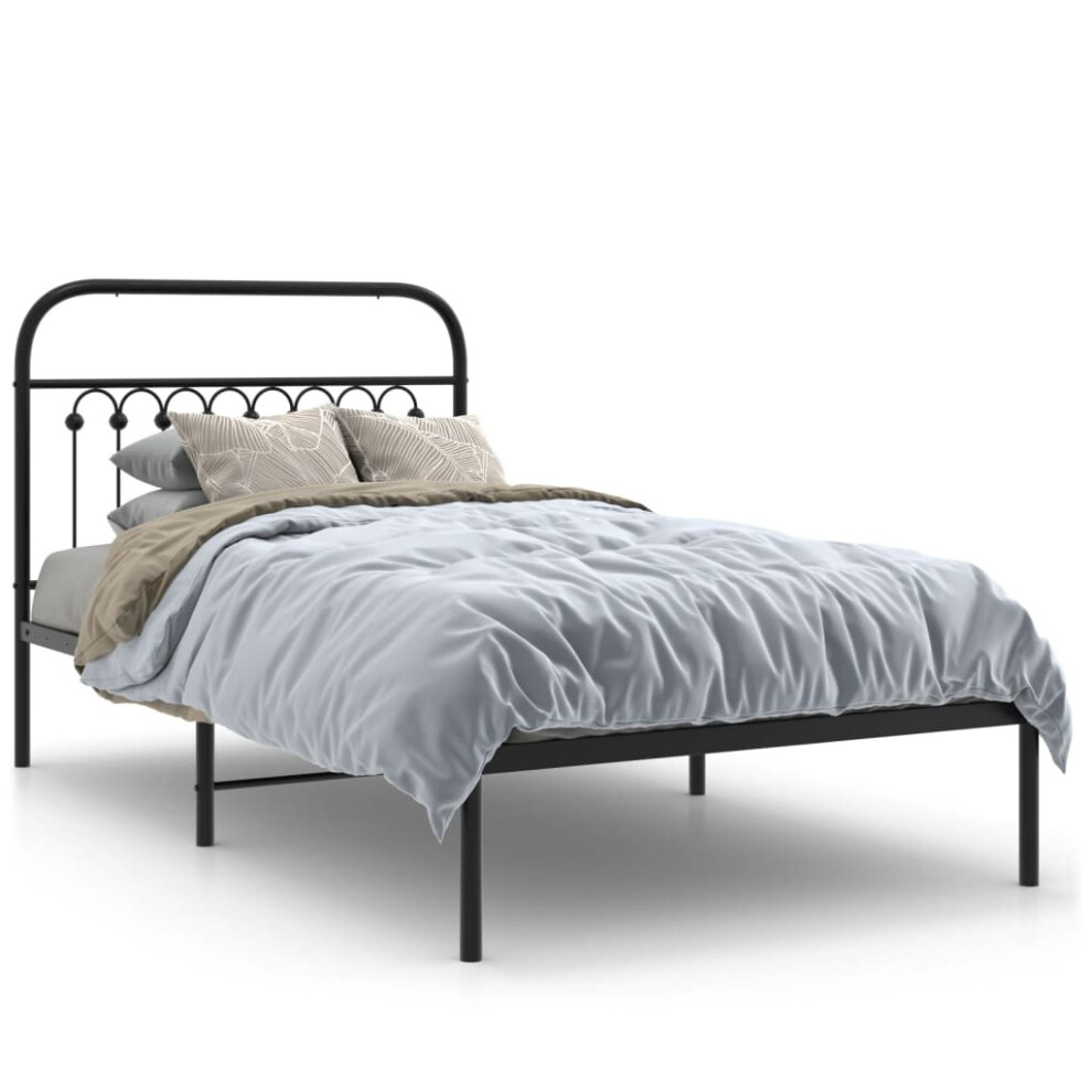 (black, 100 x 200 cm/ with headboard) vidaXL Metal Bed Frame with Headboard and Footboard Bed Base White 183x203 cm