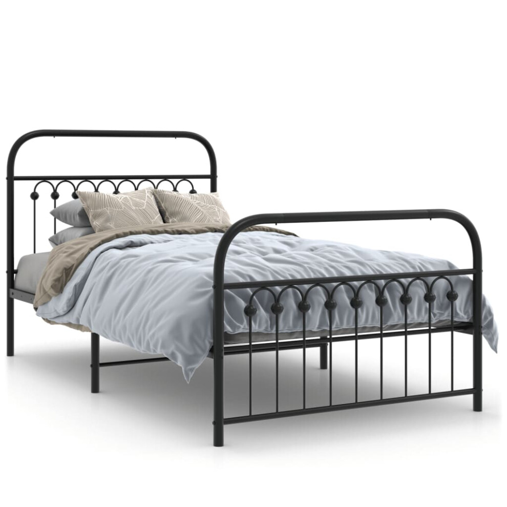 (black, 100 x 200 cm/ with headboard & footboard) vidaXL Metal Bed Frame with Headboard and Footboard Bed Base White 183x203 cm