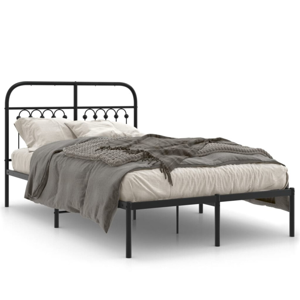 (black, 120 x 190 cm/ with headboard) vidaXL Metal Bed Frame with Headboard and Footboard Bed Base White 183x203 cm