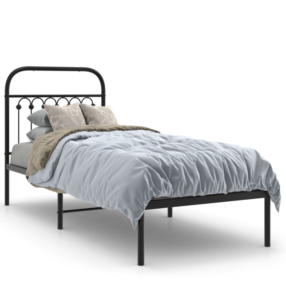 (black, 75 X 190 cm/ With headboard) vidaXL Metal Bed Frame With Headboard And Footboard Bed Base White 183x203 Cm