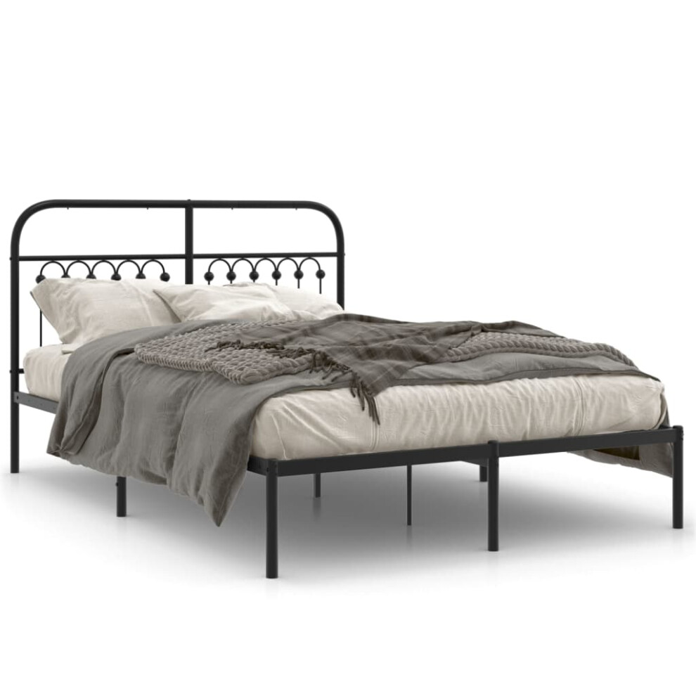 (black, 135 X 190 cm/ With headboard) vidaXL Metal Bed Frame With Headboard And Footboard Bed Base White 183x203 Cm