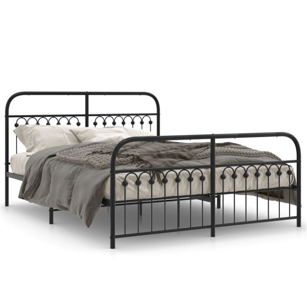 (black, 160 x 200 cm/ with headboard & footboard) vidaXL Metal Bed Frame with Headboard and Footboard Bed Base White 183x203 cm