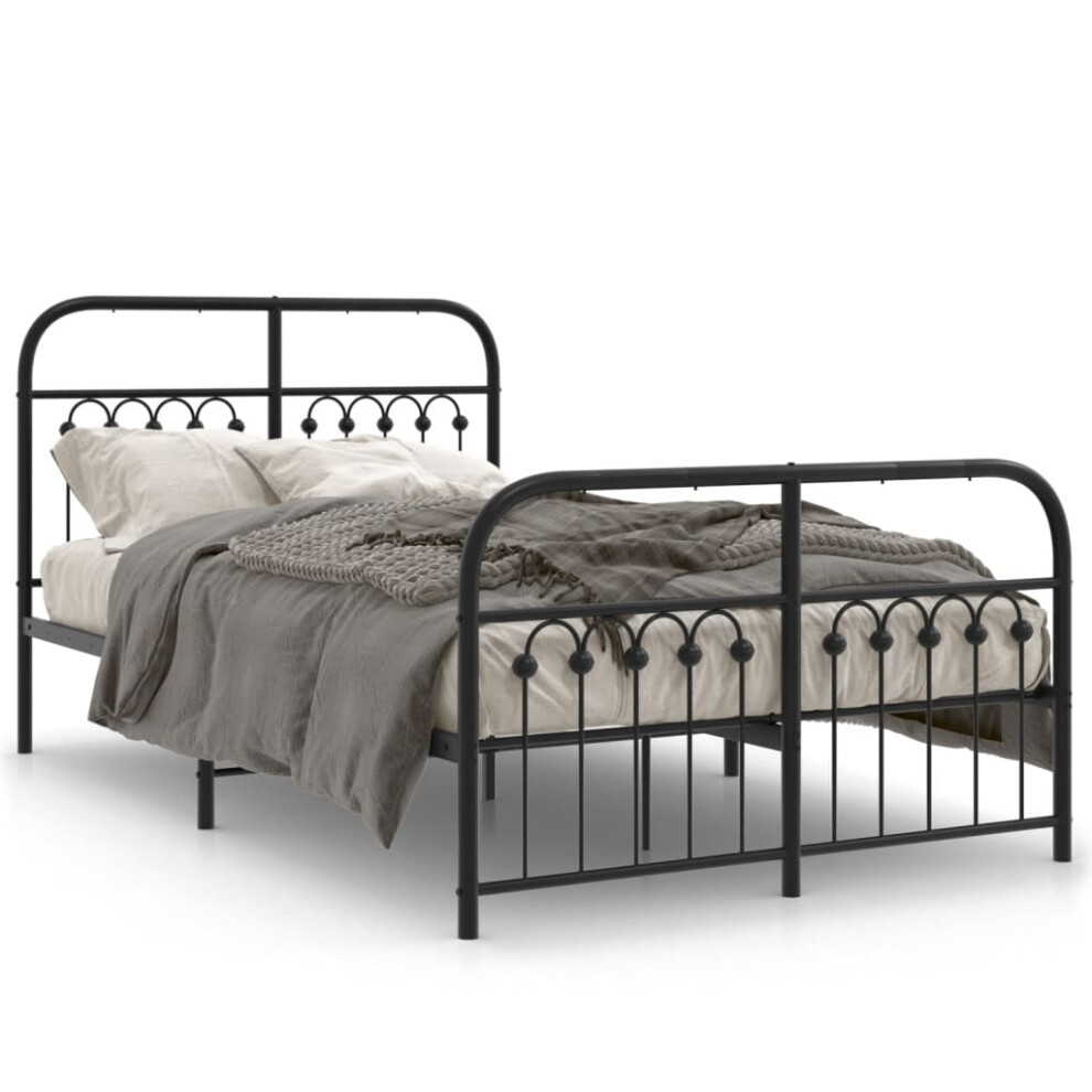 (black, 120 x 200 cm/ with headboard & footboard) vidaXL Metal Bed Frame with Headboard and Footboard Bed Base White 183x203 cm