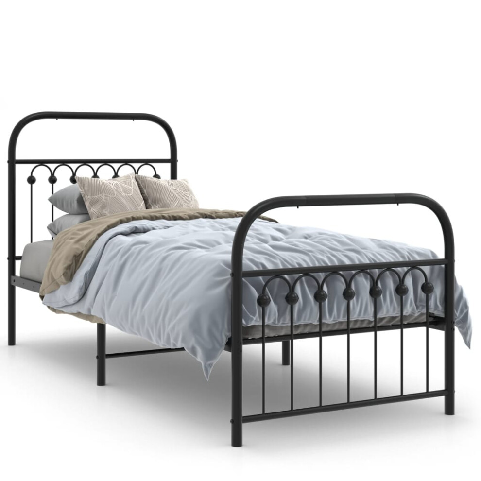 (black, 80 x 200 cm/ with headboard & footboard) vidaXL Metal Bed Frame with Headboard and Footboard Bed Base White 183x203 cm