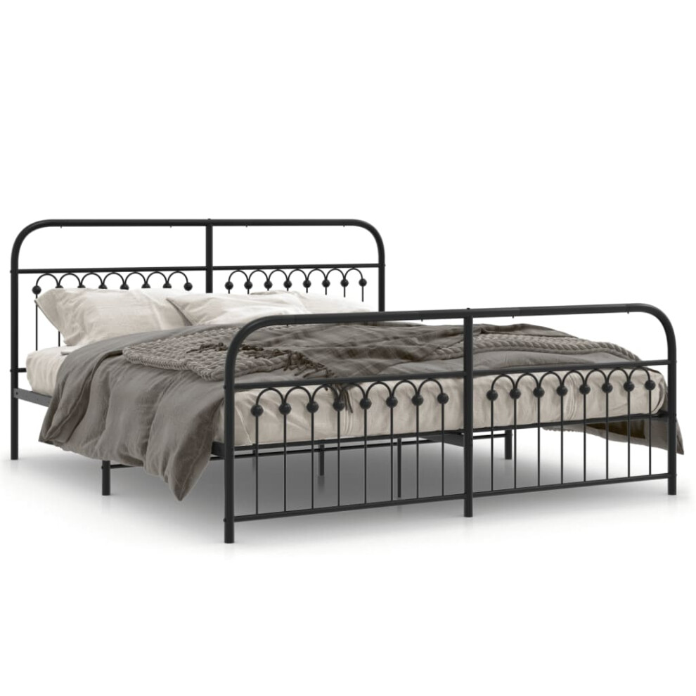 (black, 183 x 203 cm/ with headboard & footboard) vidaXL Metal Bed Frame with Headboard and Footboard Bed Base White 183x203 cm