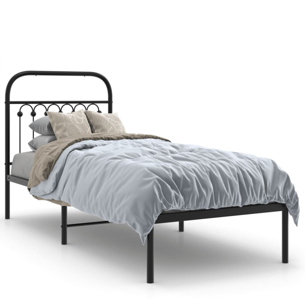 Vidaxl (Black, 80 X 200 Cm/ With Headboard) Metal Bed Frame With Headboard And Footboard Bed Base White 183X203 Cm