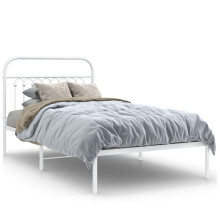 (white, 100 x 190 cm/ with headboard) vidaXL Metal Bed Frame with Headboard and Footboard Bed Base White 183x203 cm