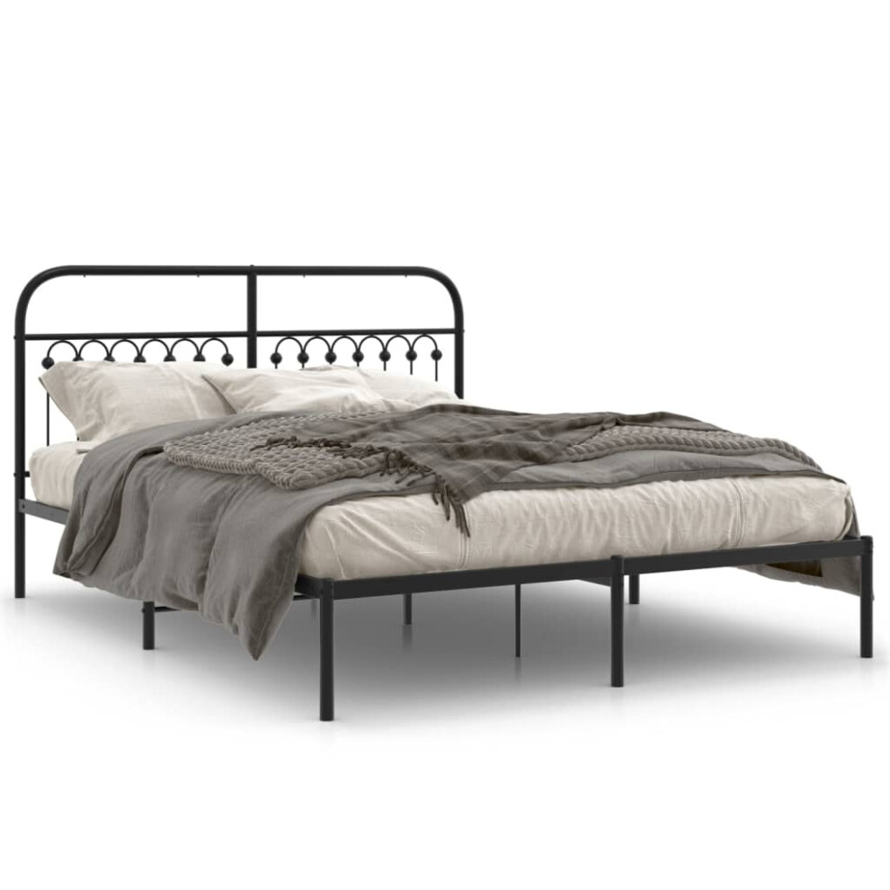 (black, 160 x 200 cm/ with headboard) vidaXL Metal Bed Frame with Headboard and Footboard Bed Base White 183x203 cm