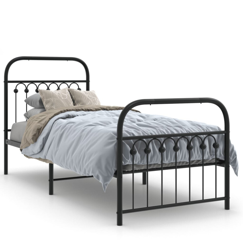 Vidaxl (Black, 75 X 190 Cm/ With Headboard & Footboard) Metal Bed Frame With Headboard And Footboard Bed Base White 183X203 Cm