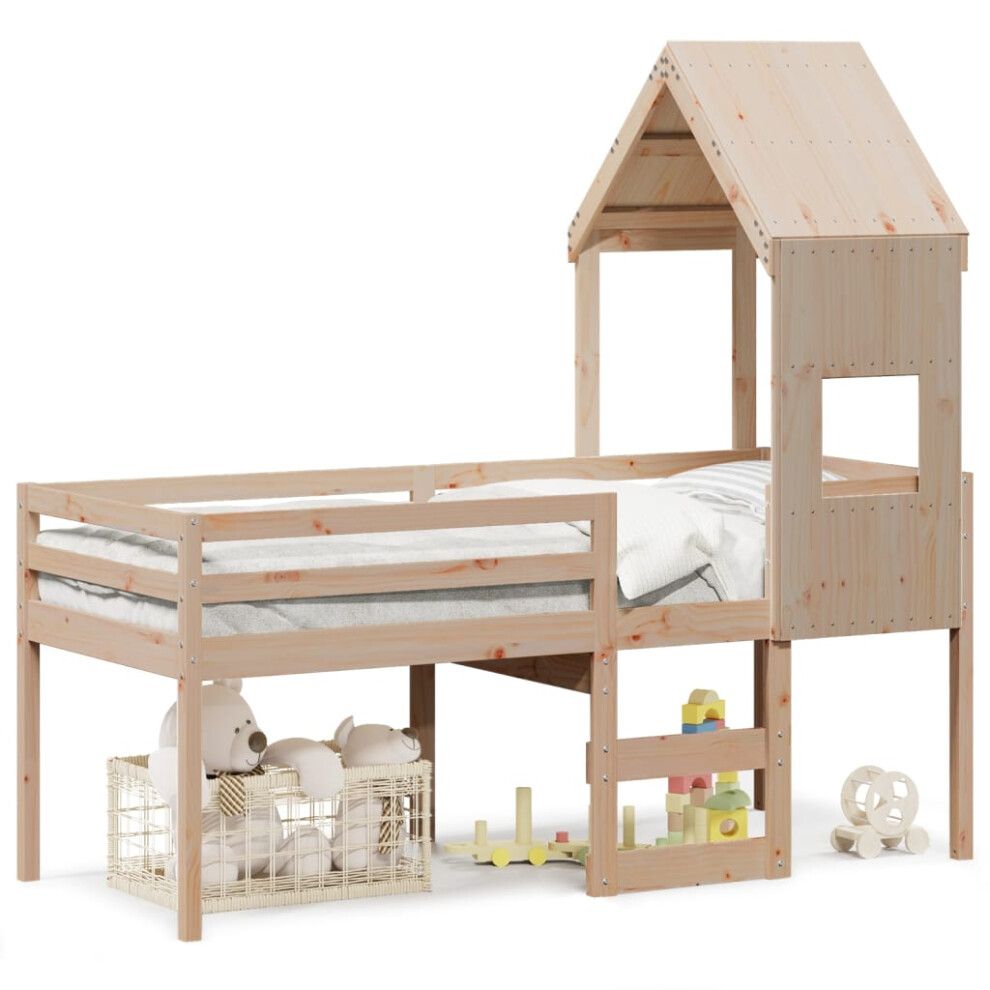 (natural, 90 X 190 cm) vidaXL High Sleeper Bed With Roof Loft Bed White 90x190 Cm Solid Wood Pine