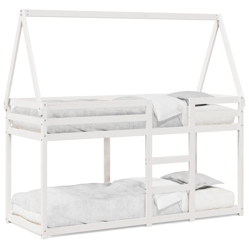 Vidaxl (White, 80 X 200 Cm) Bunk Bed With Roof Kids Bed Frame Wax Brown 80X200 Cm Solid Wood Pine