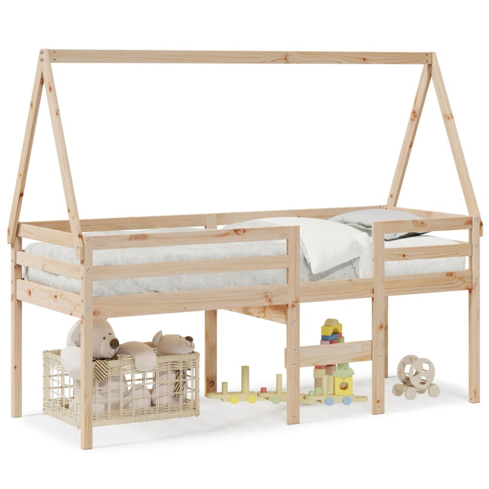 (natural, 75 x 190 cm) vidaXL High Sleeper Bed with Roof Loft Bed Frame 80x200 cm Solid Wood Pine