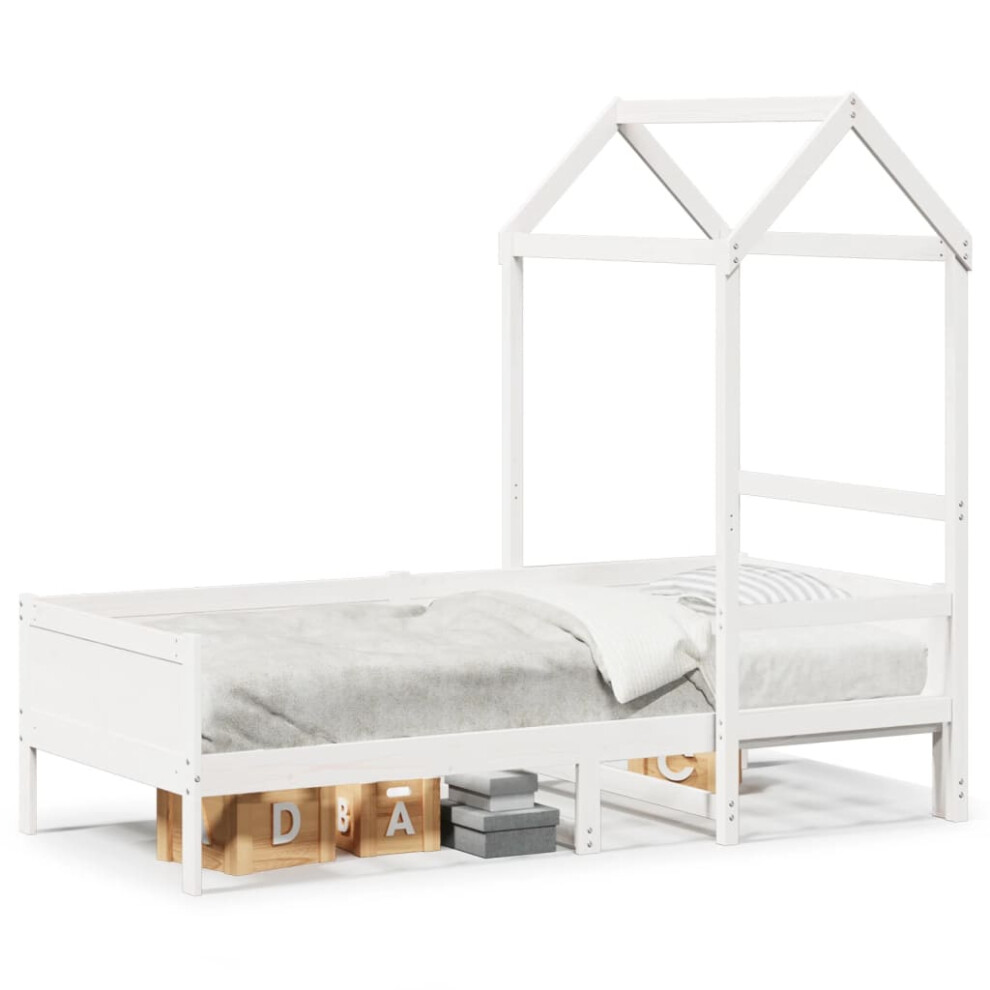 (white) vidaXL Day Bed with Roof Bedroom Sofa Bed Daybed Guest Bed Solid Wood Pine