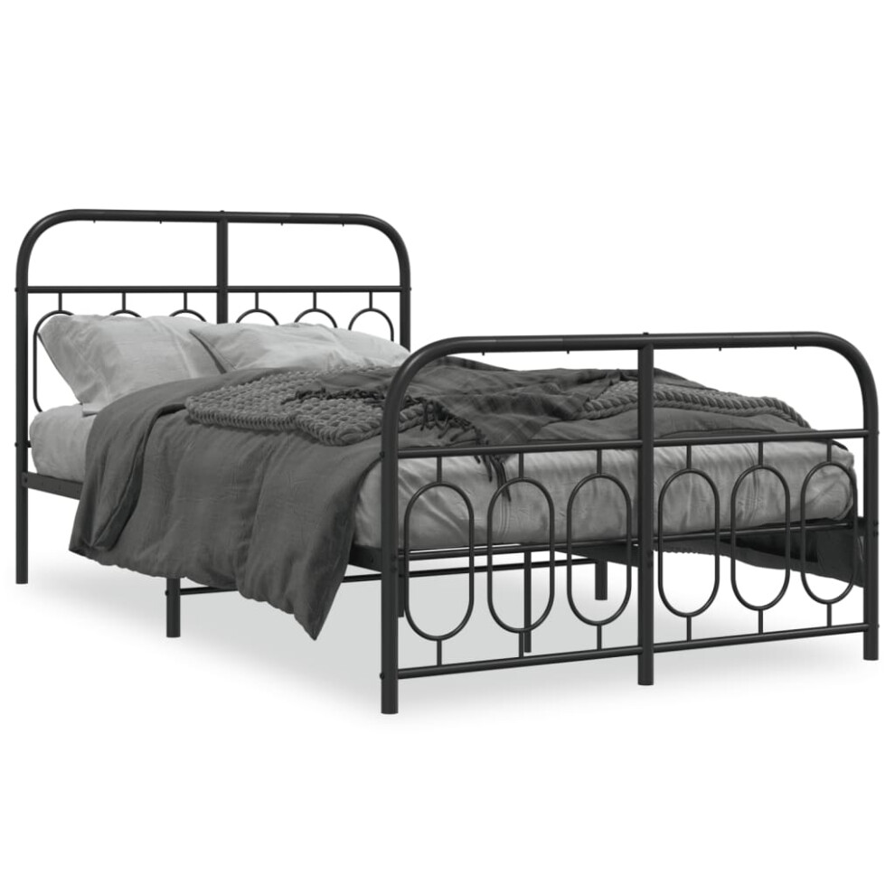 (black, 120 x 200 cm/ with headboard & footboard) vidaXL Metal Bed Frame with Headboard and Footboard Bed Base Black 120x200 cm