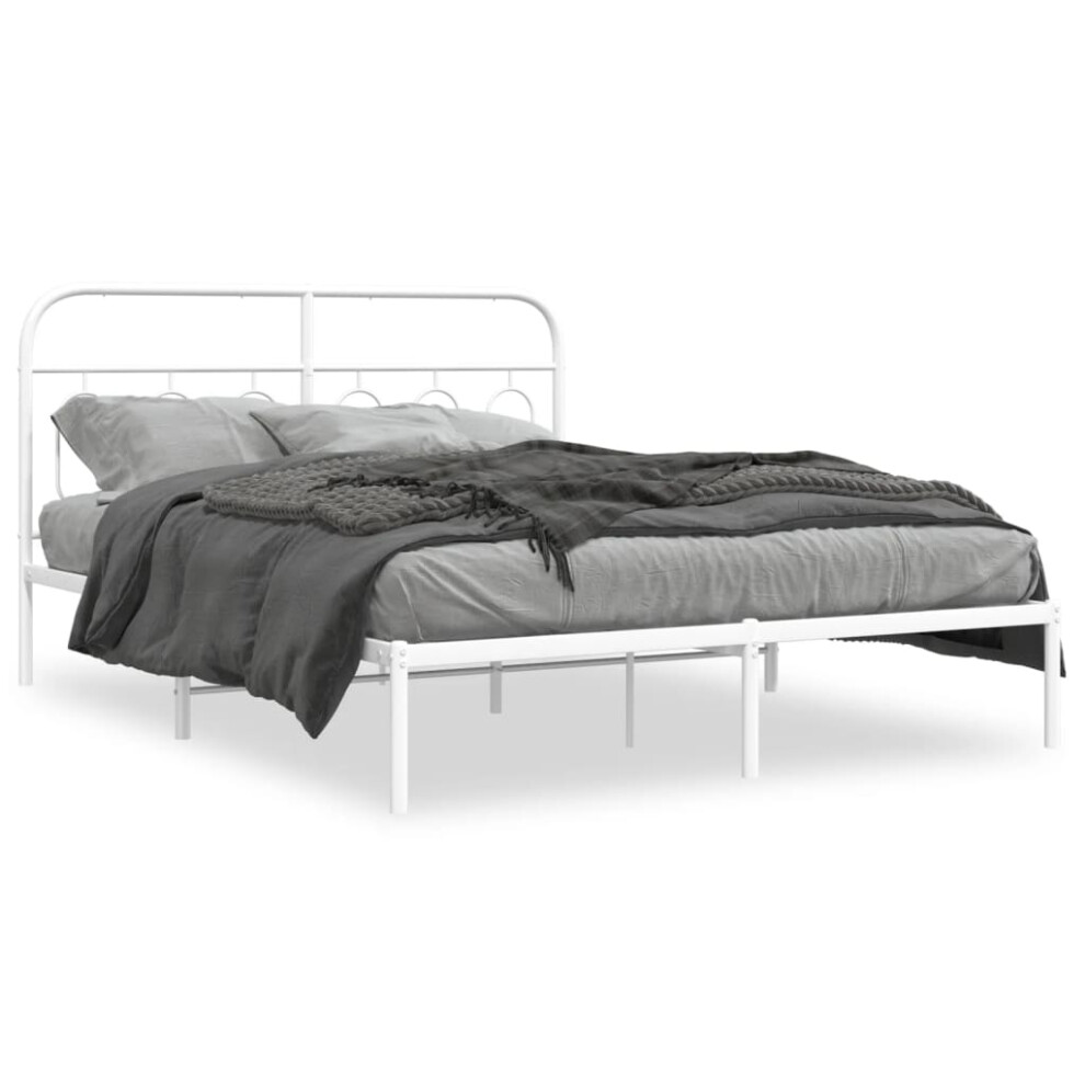 (white, 140 x 200 cm/ with headboard) vidaXL Metal Bed Frame with Headboard and Footboard Bed Base Black 120x200 cm