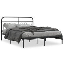 (black, 150 x 200 cm/ with headboard) vidaXL Metal Bed Frame with Headboard and Footboard Bed Base Black 120x200 cm