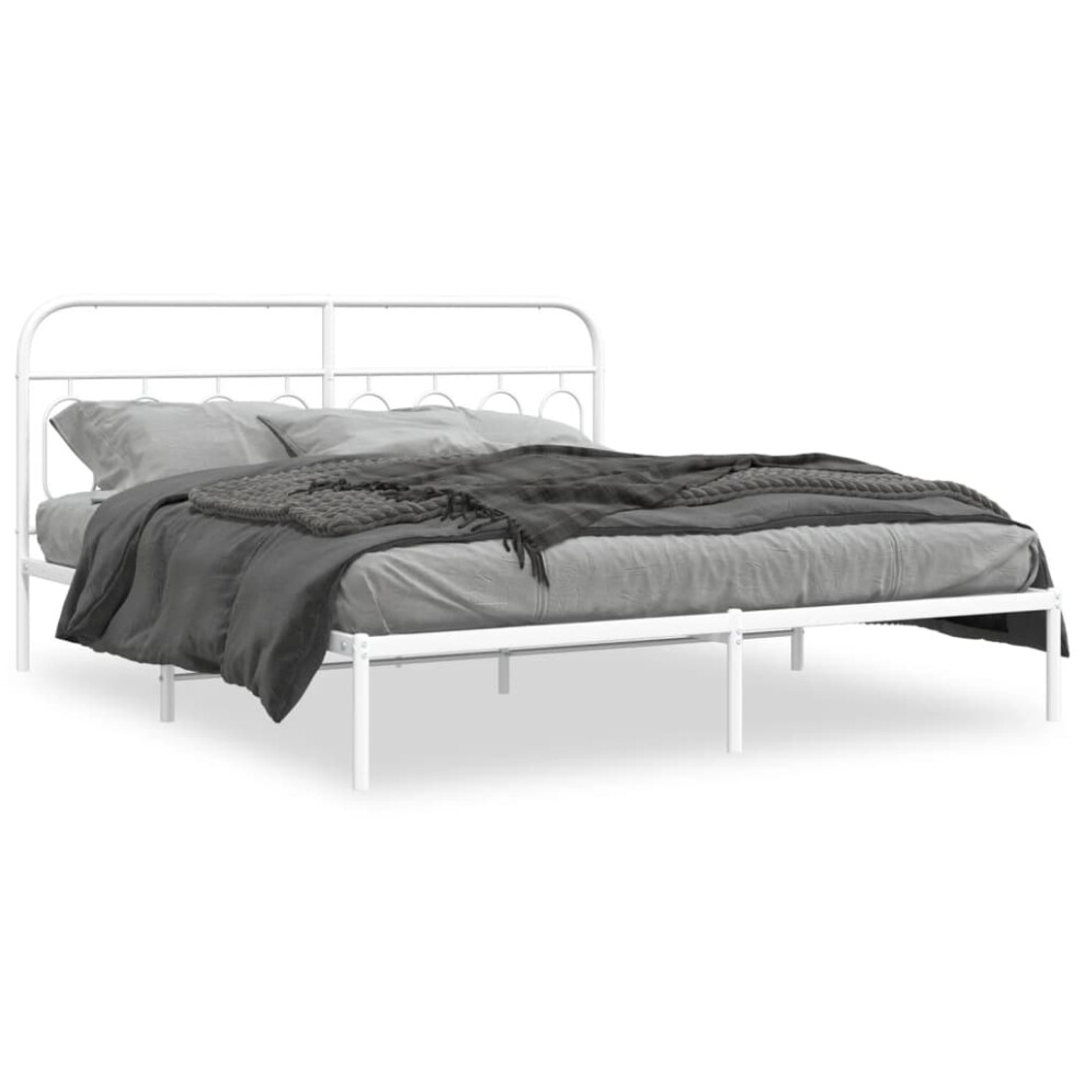 (white, 183 x 213 cm/ with headboard) vidaXL Metal Bed Frame with Headboard and Footboard Bed Base Black 120x200 cm