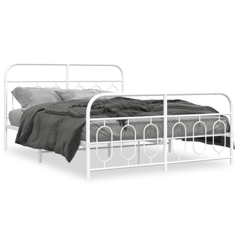 (white, 150 x 200 cm/ with headboard & footboard) vidaXL Metal Bed Frame with Headboard and Footboard Bed Base Black 120x200 cm