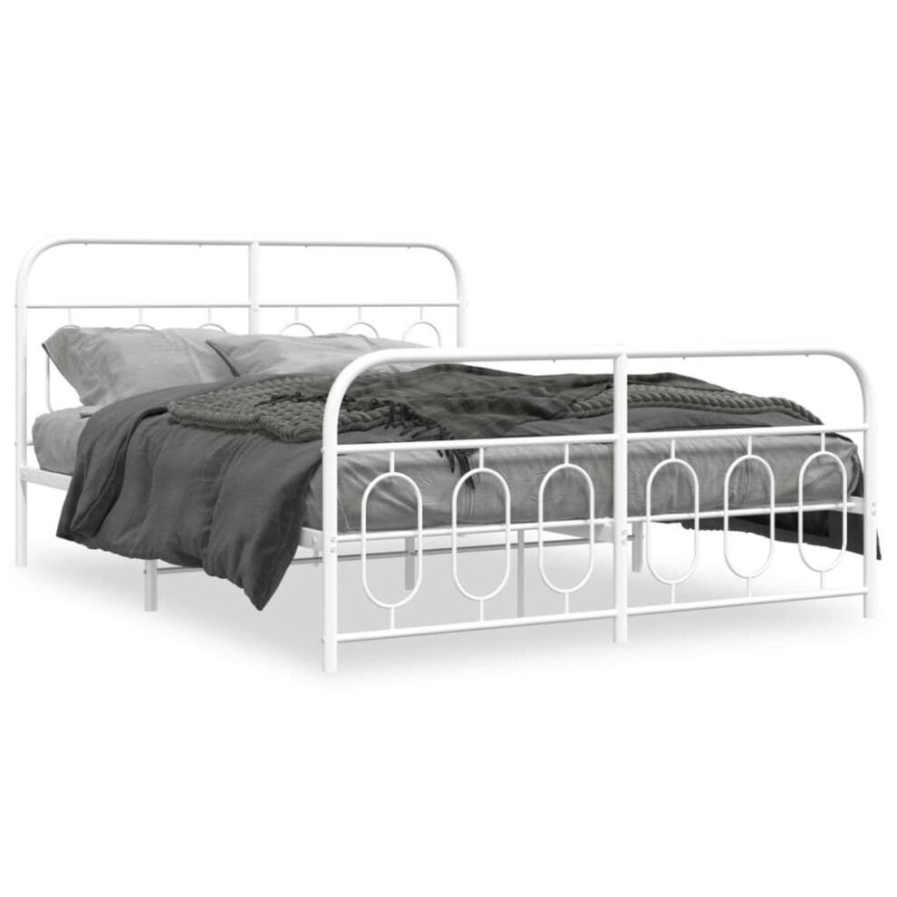 (white, 140 x 190 cm/ with headboard & footboard) vidaXL Metal Bed Frame with Headboard and Footboard Bed Base Black 120x200 cm