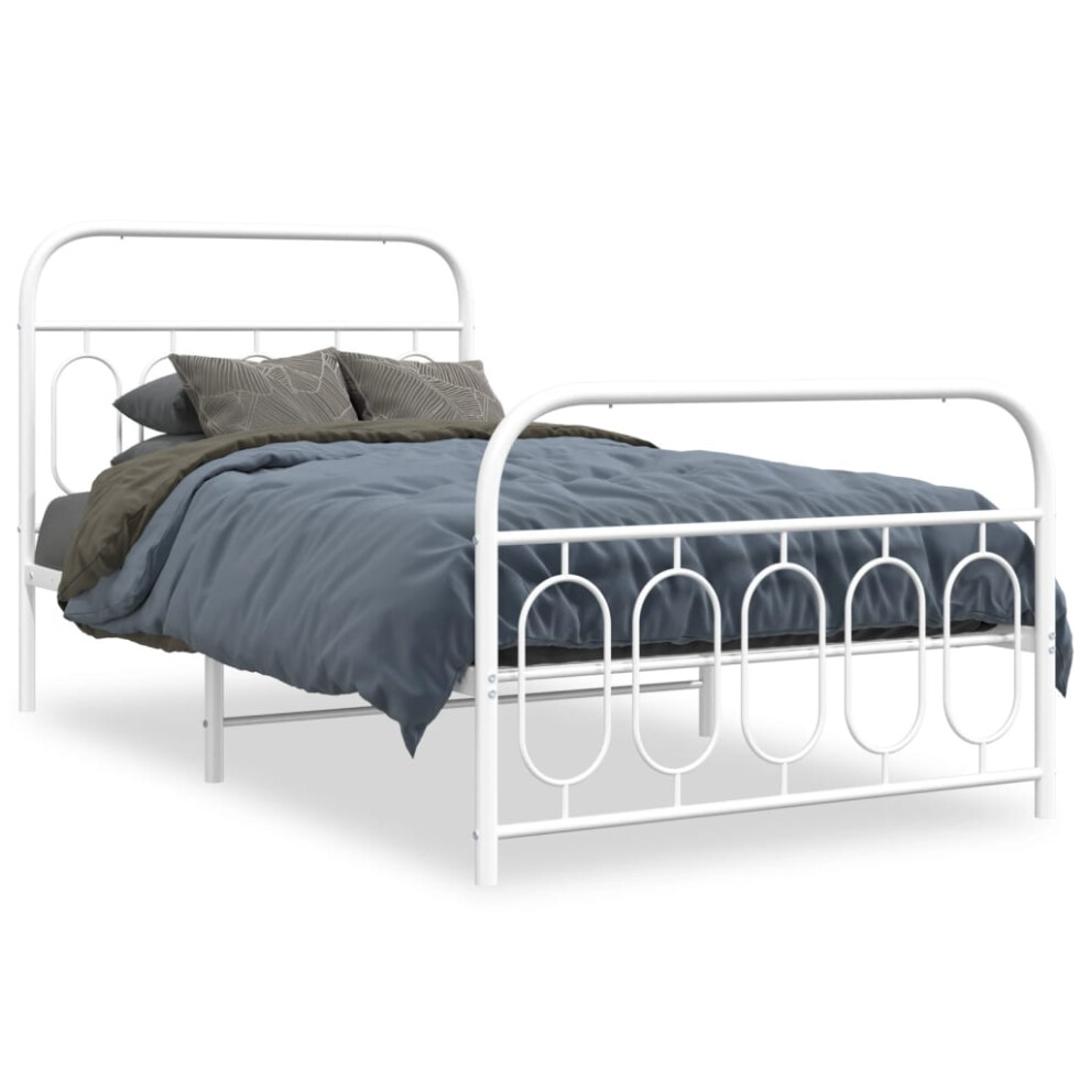 (white, 100 x 190 cm/ with headboard & footboard) vidaXL Metal Bed Frame with Headboard and Footboard Bed Base Black 120x200 cm