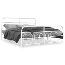 (white, 193 x 203 cm/ with headboard & footboard) vidaXL Metal Bed Frame with Headboard and Footboard Bed Base Black 120x200 cm