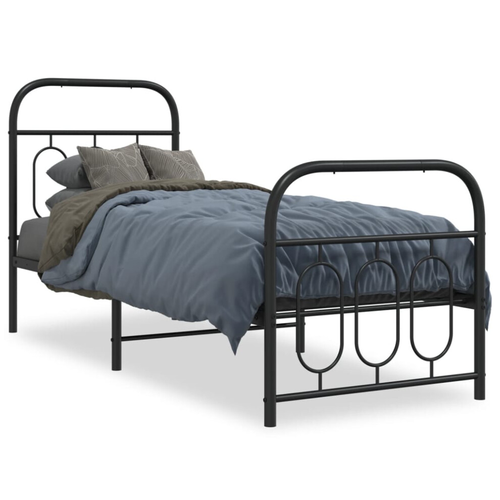 (black, 75 x 190 cm/ with headboard & footboard) vidaXL Metal Bed Frame with Headboard and Footboard Bed Base Black 120x200 cm