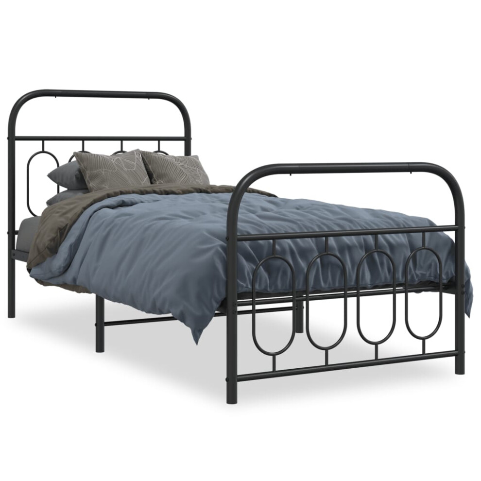 (black, 90 x 190 cm/ with headboard & footboard) vidaXL Metal Bed Frame with Headboard and Footboard Bed Base Black 120x200 cm