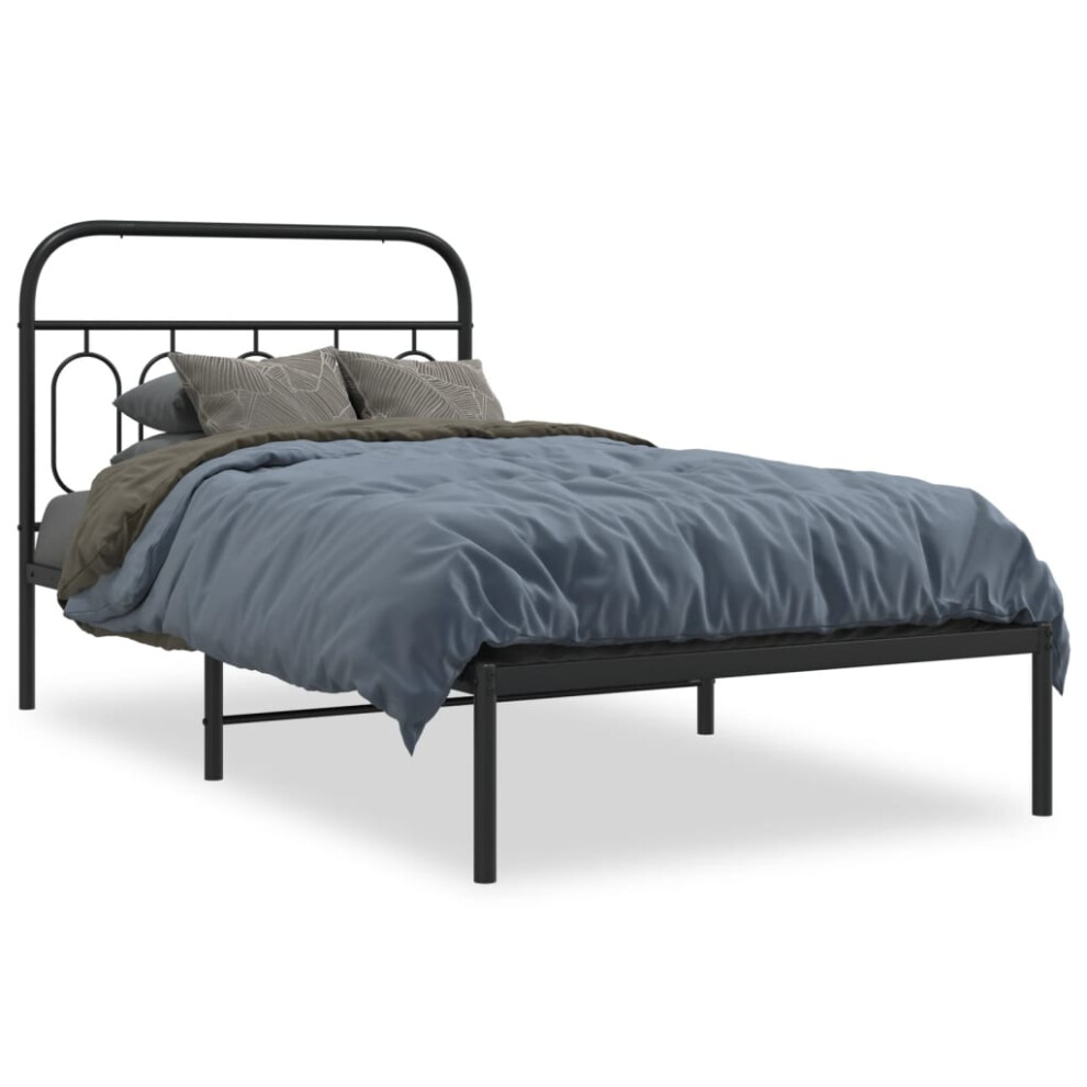 (black, 107 x 203 cm/ with headboard) vidaXL Metal Bed Frame with Headboard and Footboard Bed Base Black 120x200 cm