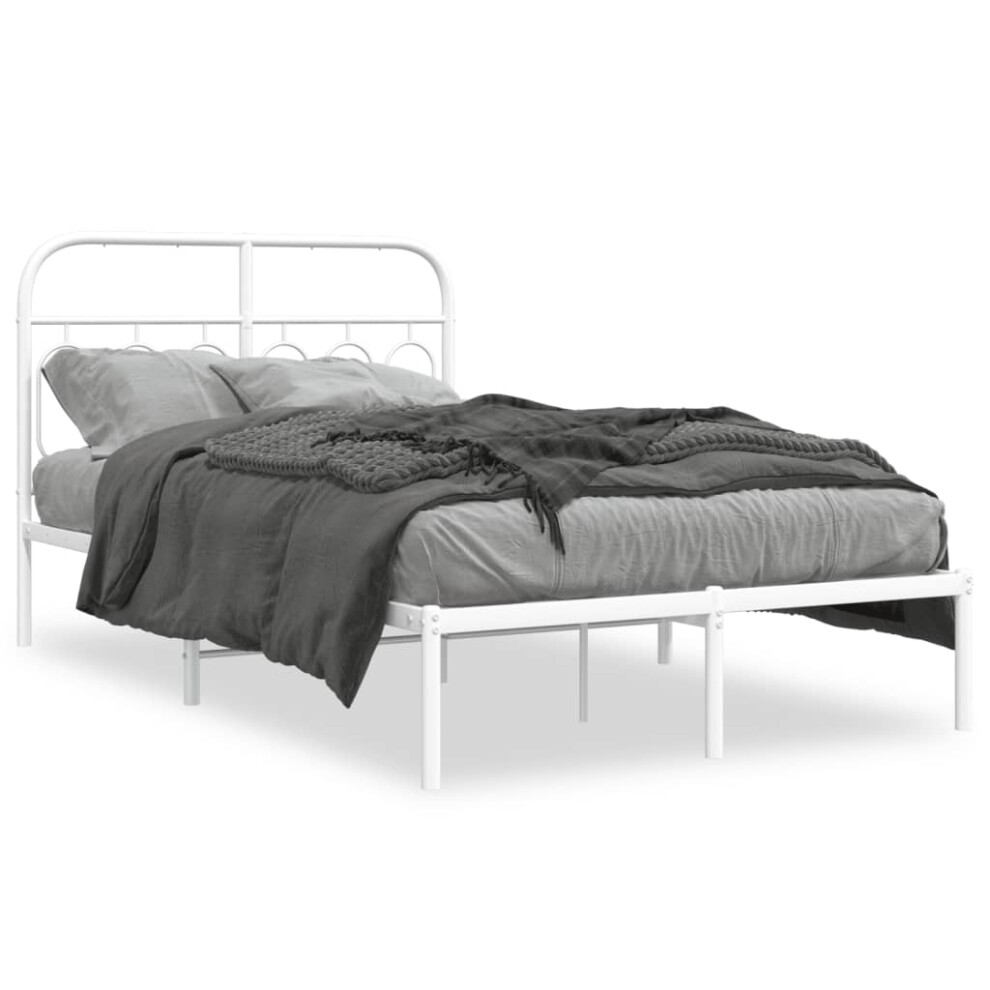 Vidaxl (White, 120 X 200 Cm/ With Headboard) Metal Bed Frame With Headboard And Footboard Bed Base Black 120X200 Cm